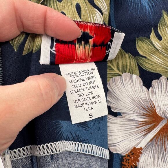Vintage Pacific Legend Hawaiian Dress Womens Small Blue Cotton Hibiscus NEW - Picture 8 of 8